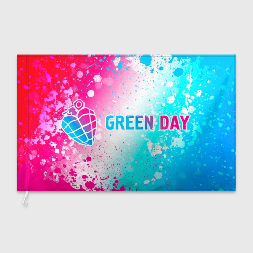 Флаг 3D Green Day neon gradient style по-горизонтали - фото 3