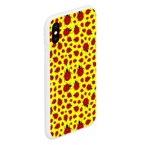 Чехол для iPhone XS Max матовый Божьи коровки цветные, цвет белый - фото 3