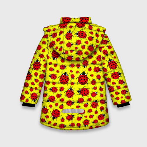 Зимняя куртка для девочек 3D Божьи коровки цветные, цвет черный - фото 2