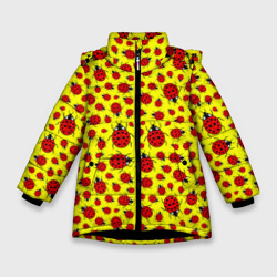 Зимняя куртка для девочек 3D Божьи коровки цветные