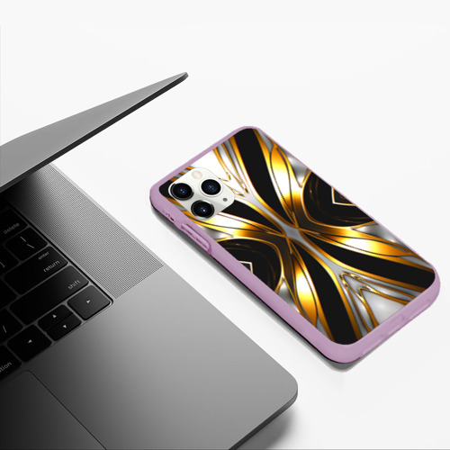 Чехол для iPhone 11 Pro Max матовый с принтом Неоновый узор стальная бабочка, фото #5