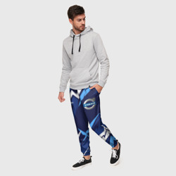 Мужские брюки 3D Вольво - синяя абстракция - фото 2