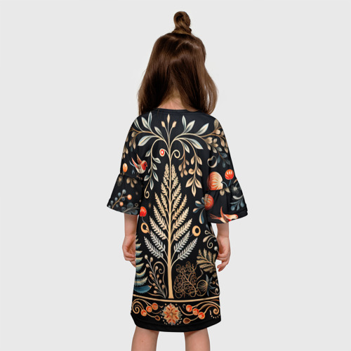 Детское платье 3D с принтом Зимняя вязь, вид сзади #2