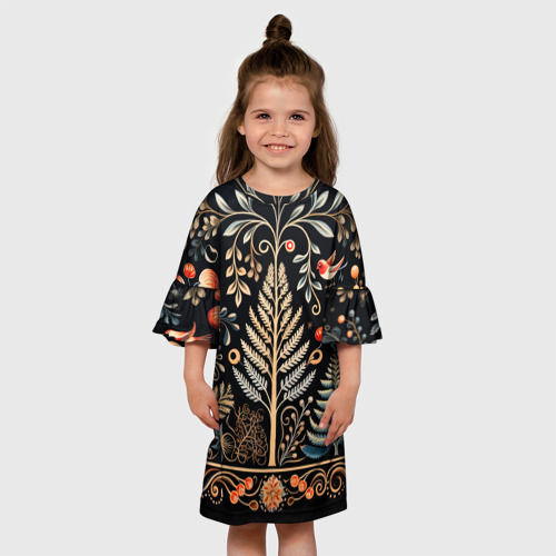 Детское платье 3D с принтом Зимняя вязь, вид сбоку #3