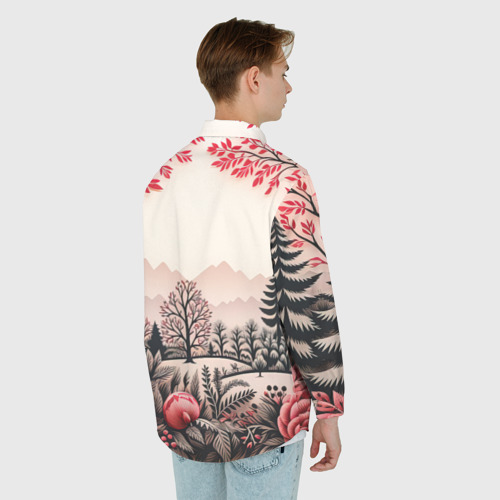 Мужская рубашка oversize 3D с принтом Украшения зимы новый год, вид сзади #2