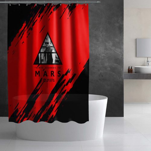 Штора 3D для ванной 30 Second to mars краски абстрактные - фото 2