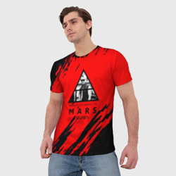 Мужская футболка 3D 30 Second to mars краски абстрактные - фото 2