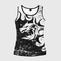 Женская майка 3D Черно белый дракон 2024