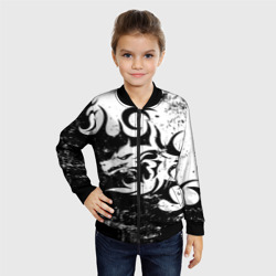 Детский бомбер 3D Черно белый дракон 2024 - фото 2