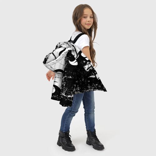 Зимняя куртка для девочек 3D с принтом Черно белый дракон 2024, фото #4