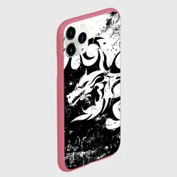 Чехол для iPhone 11 Pro матовый Черно белый дракон 2024 - фото 2