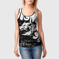 Женская майка 3D Черно белый дракон 2024 - фото 2