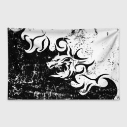 Флаг-баннер Черно белый дракон 2024