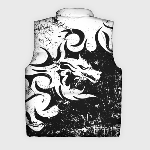 Мужской жилет утепленный 3D с принтом Черно белый дракон 2024, вид сзади #1