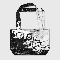 Пляжная сумка 3D Черно белый дракон 2024