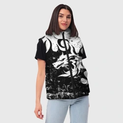 Женский жилет утепленный 3D Черно белый дракон 2024 - фото 2