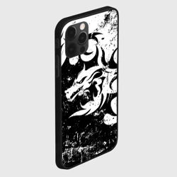 Чехол для iPhone 12 Pro Черно белый дракон 2024 - фото 2
