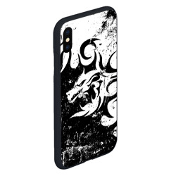 Чехол для iPhone XS Max матовый Черно белый дракон 2024 - фото 2