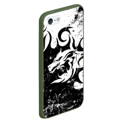 Чехол для iPhone 5/5S матовый Черно белый дракон 2024 - фото 2