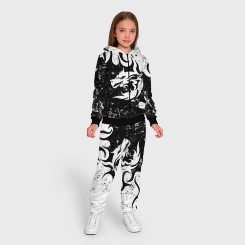 Детский 3D костюм с принтом Черно белый дракон 2024, вид сбоку #3