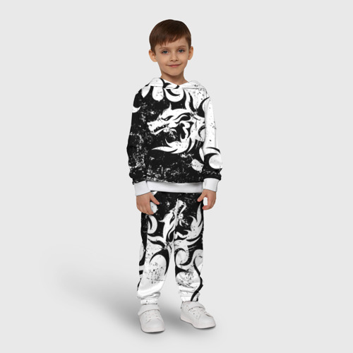 Детский костюм с толстовкой с принтом Черно белый дракон 2024, фото на моделе #1