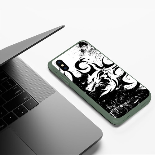 Чехол для iPhone XS Max матовый с принтом Черно белый дракон 2024, фото #5