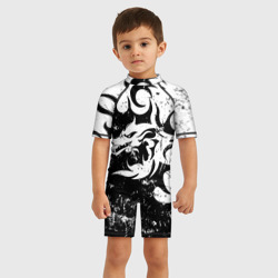 Детский купальный костюм 3D Черно белый дракон 2024 - фото 2