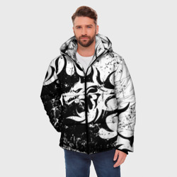 Мужская зимняя куртка 3D Черно белый дракон 2024 - фото 2