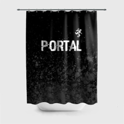 Штора 3D для ванной Portal glitch на темном фоне посередине