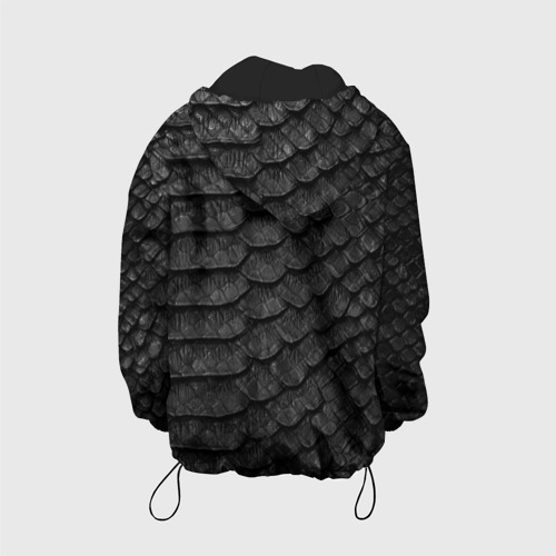 Детская куртка 3D с принтом Черная кожа рептилии, вид сзади #1