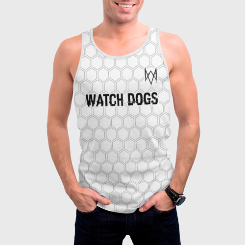 Мужская майка 3D Watch Dogs glitch на светлом фоне посередине, цвет 3D печать - фото 3