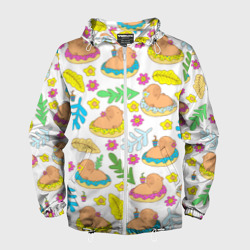 Мужская ветровка 3D Капибары на отдыхе