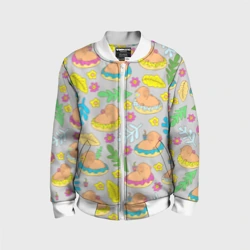 Детский бомбер 3D Семья капибар на отдыхе