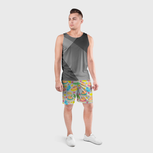 Мужские шорты спортивные Семья капибар на отдыхе, цвет 3D печать - фото 4