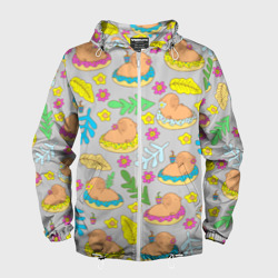 Мужская ветровка 3D Семья капибар на отдыхе