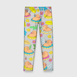 Детские леггинсы 3D Семья капибар на отдыхе