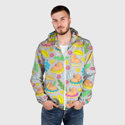 Мужская ветровка 3D Семья капибар на отдыхе - фото 2