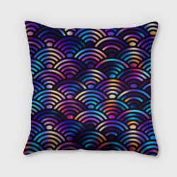Подушка 3D Разноцветные волны-чешуйки