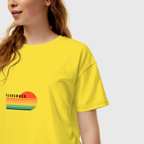 Женская футболка хлопок Oversize Челябинск ретро, цвет желтый - фото 3