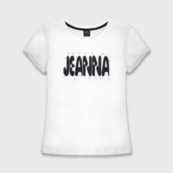 Женская футболка хлопок Slim Жанна имя и малиновые кружочки