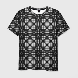 Мужская футболка 3D Черно белый геометрический клетчатый узор