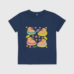 Детская футболка хлопок Капибара на семейном отдыхе 