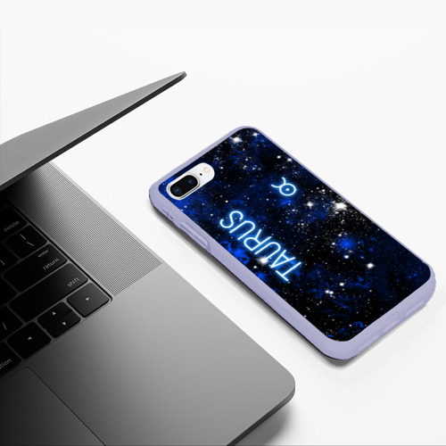 Чехол для iPhone 7Plus/8 Plus матовый Телец - знак зодиака на тёмном фоне, цвет светло-сиреневый - фото 5