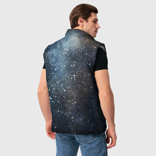 Мужской жилет утепленный 3D с принтом Темное космическое звездное небо, вид сзади #2