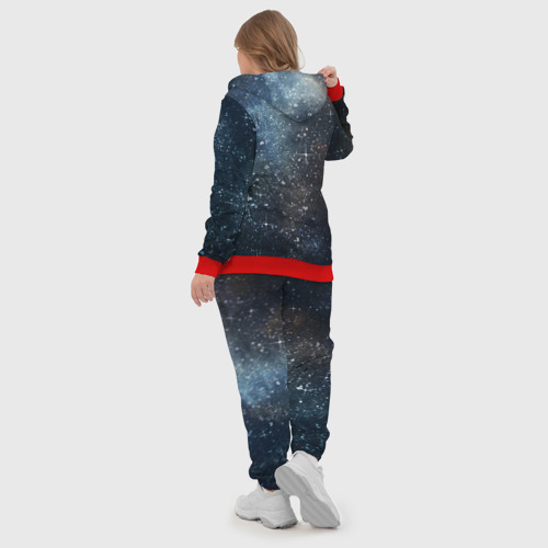 Женский костюм 3D Темное космическое звездное небо, цвет красный - фото 6