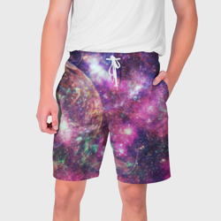 Мужские шорты 3D Пурпурные космические туманности со звездами