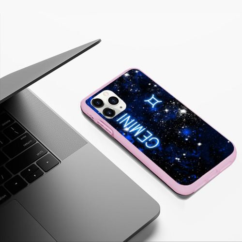 Чехол для iPhone 11 Pro Max матовый Близнецы - знак зодиака на тёмном фоне, цвет розовый - фото 5