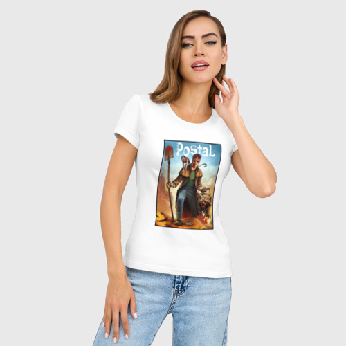 Женская футболка хлопок Slim Postal - Почтальон с лопатой, цвет белый - фото 3