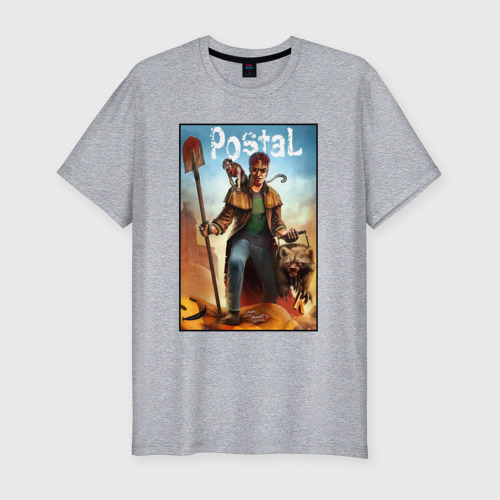 Мужская футболка хлопок Slim с принтом Postal - Почтальон с лопатой, вид спереди #2