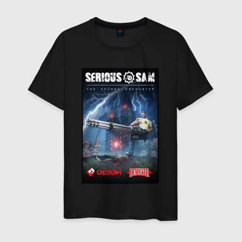 Мужская футболка хлопок Serious Sam 1 - second encounter , цвет черный